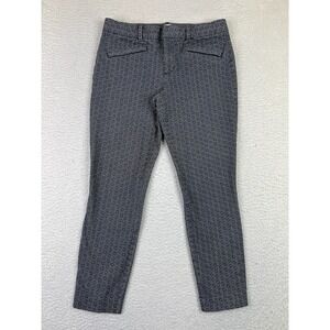Gap Pants Womens 6R Black Gray Skinny Ankle Print Stretch Geometric Pattern Slim
